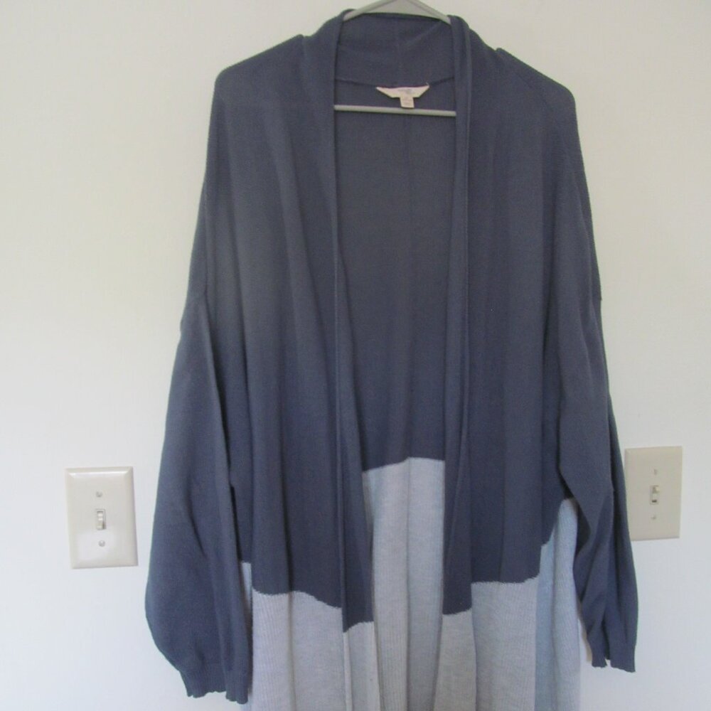 Terra & Sky Grey Two Tone Long Cardigan Sweater Size 4X